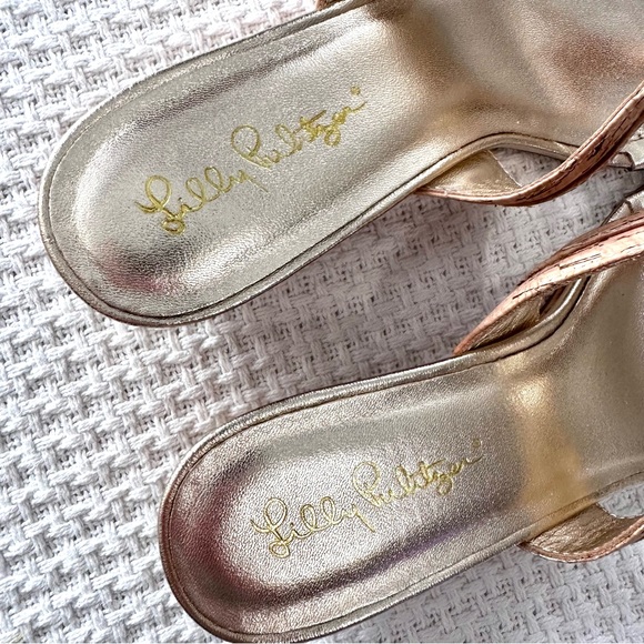Lilly Pulitzer McKim Natural Cork Gold Wedge Sandals Womens 8.5 Beachy Resort - Picture 4 of 10